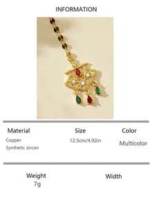 1pc Vintage Tassel Inlaid Synthetic Zirconia Stone Hair Accessory, Suitable For Women's Party, Gathering, Holiday Wear - Multicolor - View 8