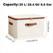 1pc Fabric Storage Bin With Lid For Nursery, Stackable Wardrobe Organizer Basket With Handle, Foldable Polyester Cube Storage Rack, Decorative Storage Box For Home, Closet, Wardrobe, Bedroom - Multicolor - View 2
