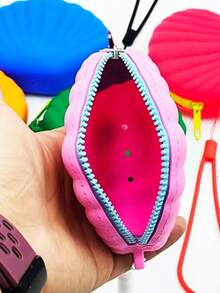 New Shell Shaped Coin Purse Lipstick Case Card Holder Bluetooth Earphone Storage Bag Handheld Soft Silicone Card Key Coin Pouch Multi-Functional Waterproof Silicone Storage Bag Holiday Gift For Women Money Wallet Mini Wallet Purse Wallet Small Wallet Wristlet Wallet Coin Wallet - Multicolor - View 5
