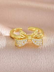 3pcs Elegant Fashion Gold Bowknot Rings, Suitable For Daily Wear, Accessories For All Seasons, Great Gift Item