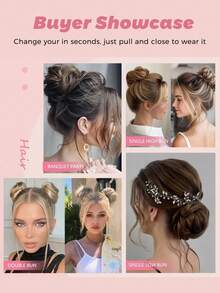 Synthetic Hair Bun With Circle Elastic Clips Straight Donut Updo Hair Wig Bird's Nest Shaped Retractable Hairpieces 4 Inch Stretchable Elegant Women's Magic Bun Maker High Temperature Fiber Suitable For All Hair Types Firm Fit Design Easily Create Stylish Black Bun Maker - Multicolor - View 10