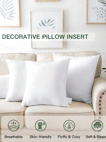 Pillow Insert, Throw Pillow, Sofa Cushion, Full Size Renewable Fiber Filled Pillow Insert, Suitable For Bed, Sofa, Living Room, Bedroom, Office, Decor, Bed And Car Support Pillow