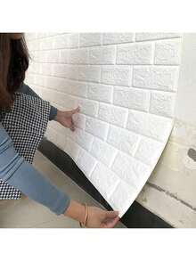 20片3D立体墙贴，易于粘贴和撕除，适用于墙纸表面，纯白色长方形自粘防水墙贴，易于清洁且可自由裁剪，适用于厨房、客厅、浴室、走廊等场所。 - 彩色 - 查看 9