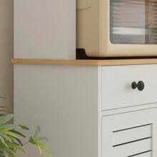 Kitchen Cabinet With Glass Doors, 2 Drawers, Sideboard, Dining Room Cabinet, Wood, 68 X 39.5 X 170 Cm, White - White - View 7