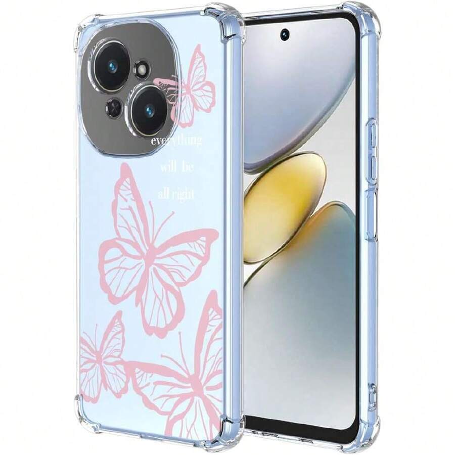 Case For Spark Go 1 And Go 2025, Transparent Mobile Phone Case With Pink Butterfly Design, Soft Crystal Protective Silicone Case, 37008193 - 無色 - 查看 1