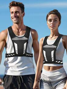 Running Vest With Phone Pocket Lightweight Adjustable Jogging Vest Marathon Run Vest With Pockets For Women Men With Headband Black - Black - View 2