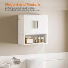 Bathroom Wall Cabinet, Medicine Cabinet, 15 X 7.1 X 16.1Inches, Adjustable Shelf, Over The Toilet Wall Storage Cabinet, For Bathroom, Bedroom, White - mặc định - Xem 4