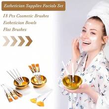 2/3/6/12/18pcs Beauty Therapist Supplies, Facial Care Spa Set - Mixing Bowls, Fan Brushes, Flat Head Masks Makeup Tools, Portable Travel Facial Care Kits, Available In Gold, Silver, Rose Gold - Multicolor - View 6