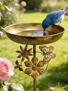 1pc Vintage Outdoor Bird Bath, Metal Bird Feeder, Outdoor Bird Bathtub, Hummingbird Feeder, Suitable For Garden, Yard, Patio And Lawn Decor, Outdoor Decoration, Ideal Gift For Bird Lovers, Attracts Wildlife, Perfect Garden Decor - Multicolor - View 7