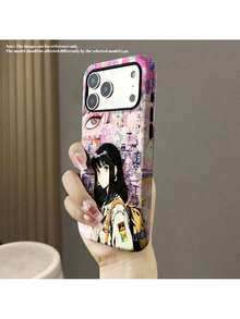 Funda de teléfono SamsungA 1pc Anime Girl con impresión de fondo de ciudad, hecha de una carcasa protectora duradera de PC+ dos en uno.Su diseño robusto de doble capa ofrece excelente protección contra caídas y resbalones, compatible con iPhone 17/16/15/14/13/12/11 Pro y 17 P. - Blanco - Ver 6