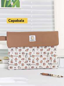 1 Piece, 2025 New Capybara File Bag, Student Cartoon Pen Bag, High-Value Storage Bag, Large-Capacity Stationery Bag, Zipper Test Paper Storage Bag, - Multicolor - View 12