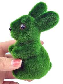 Easter Rabbit Green Foam Flocked Realistic 3D Moss Rabbit Craft Ornament, Garden Decor - Multicolor - View 3