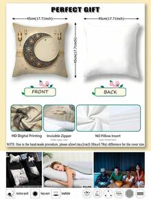 2pcs Ramadan, Ramadan Kareem, Ramadan Mubarak, Eid Mubarak, Eid Al Fitr Velvet-Soft Cushion Covers, Suitable For Eid And Ramadan Celebrations, Durable Polyester, Multifunctional Islamic Party Decor, Star & Crescent, Vintage Ramadan Lantern, Eid Ramadan Festival Supplies, Ramadan Home Decor, Islamic Kareem, Mubarak Pillow Covers, Ramadan Festival Decorations, Eid