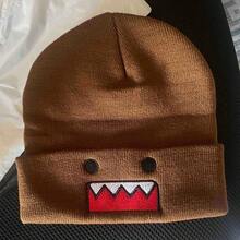 Multi-Color Cartoon Embroidered Knit Beanie - Casual Streetwear Hat, Fashionable Personalized Warm Ski Cap - Brown - View 4