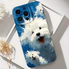 2026 nueva funda de teléfono esmerilada, funda de teléfono con estampado de perro blanco esponjoso para  17 15 Pro Max  17 14 Pro  17 13 Pro  17 12 Pro  Galaxy S23 S22 S21 S20 protector de teléfono funda de pareja regalo para él y ella regalo de San Valentín cumpleaños - Negro - Ver 6
