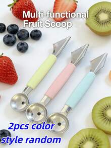 1pc Stainless Steel Fruit Spoon, Fruit Ball Digger, Reusable Watermelon Spoon, Creative Carving Knife, Fruit Spoon, Watermelon Spoon, Cutter, Kitchen Utensils, Kitchenware, Watermelon Baller, Melon Scraper