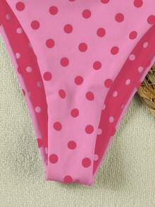 Bộ bikini hai mảnh chấm bi hồng buộc cổ, kiểu dáng gợi cảm, thanh lịch, thích hợp cho mùa xuân/hè, dành cho nữ, thích đi biển, nghỉ mát, hẹn hò. - Nhiều màu - Xem 6