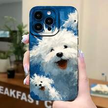2026 nueva funda de teléfono esmerilada, funda de teléfono con estampado de perro blanco esponjoso para  17 15 Pro Max  17 14 Pro  17 13 Pro  17 12 Pro  Galaxy S23 S22 S21 S20 protector de teléfono funda de pareja regalo para él y ella regalo de San Valentín cumpleaños - Negro - Ver 5