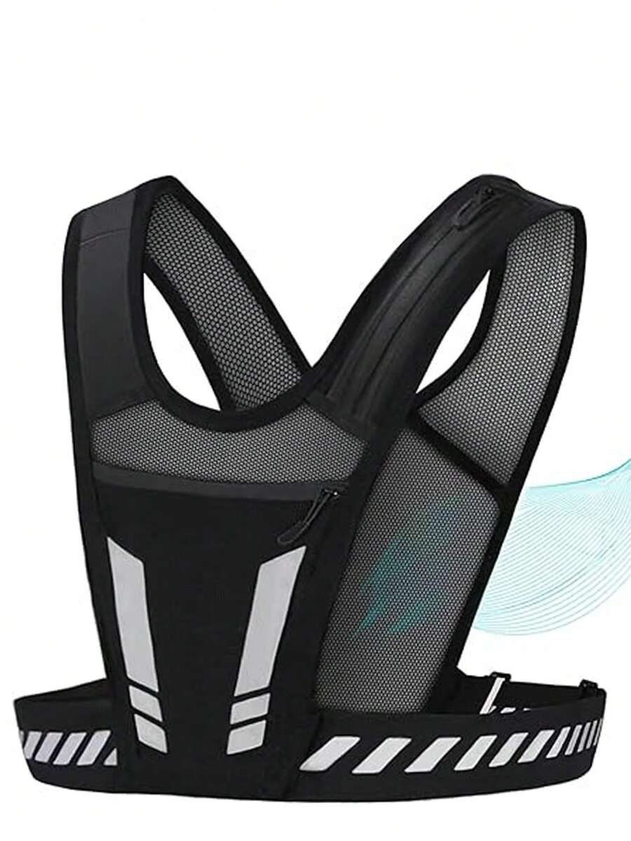 Running Vest With Phone Pocket Lightweight Adjustable Jogging Vest Marathon Run Vest With Pockets For Women Men With Headband Black - Black - View 1