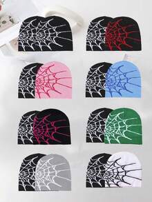 2pcs/Set Or 1pc Men's Unique Spider Web Jacquard Knit Beanie Hat, Suitable For Autumn/Winter Casual Wear - Multicolor - View 1