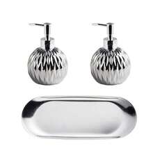 Luxury Gold/Silver Soap Dispenser, With Press-Down Handle, Ceramic Soap Dispenser, Silver Soap Dispenser, With Stainless Steel Tray, Bathroom Accessories - Multicolor - View 14