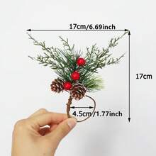 1-6pcs Christmas Snowflake Pine Needle Pine Cone Napkin Rings, Suitable For Christmas Family Gathering Party Decoration Napkin Holders - Multicolor - View 2