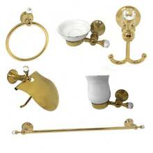 OISE ART STORE Set 6 Accessori Da Bagno In Acciaio Oro E Ceramica Cristalli In Acrilico 59238 - - Multicolore - Visualizzare 2