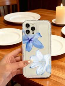 Summer Floral Blue Lily Transparent Phone Case, Compatible With IPhone 16/11/12/13/14/15/15 Pro/15 Plus/15 Pro Max/7 Plus/8 Plus/X/Xs Max/Xr/11 Pro/12 Pro/13 Pro/14 Pro/12 Mini/13 Mini/11 Pro Max/12 Pro Max/13 Pro Max/14 Pro Max/14 Plus/6/6s/6 Plus/7/8/16 Pro/16 Plus/16 Pro Max/SE, And Galaxy A54/A14/A12/A13/A15/A32/A33/A24/A52S/S20/S21/S22/S23/S24/S23 Plus/S24 Ultra/S25/A15/A33/A23, Waterproof, Shockproof, Anti-Fall, Anti-Scratch - Multicolor - View 2