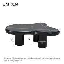 Irregular Cloud-Shaped Coffee Table, 97cm Long, 67cm Wide, 32cm High, MDF With Felt Pads, Lacquered Surface, Creative Coffee Table - Black - View 4