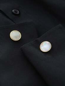 Fashionable Copper Material Shell Series Flat Men's Cufflinks, Personalized Business Minimalist Long Suit Decoration, Versatile Street Style Accessory - Shell Cufflinks - View 12