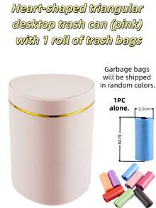 Heart-Shaped Triangular Desktop Trash Can, Thick PP Material For Home Use, Pedal-Operated Flip Lid, Large Opening Triangular Desktop Trash Can, Waste Paper Basket, Plastic Office Desk Trash Can, Smooth Design Prevents Odor Leakage, Can Be Used To Store Fruit Peels And Paper Scraps On The Desktop, Keep The Desktop Clean, Suitable For Bathroom, Home Office Desk Decor, Coffee Table, Office, Living Room, Covered Mini Plastic Trash Can, Also Suitable For Home Dining Table. - Multicolor - View 17