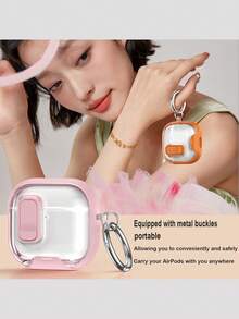 1个极简耳机支架，兼容苹果蓝牙耳机4代主动降噪保护壳，带锁扣，适用于Pro 3/2第二代，防开盖防摔耳机盒 - 彩色 - 查看 5