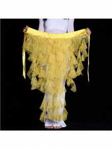 1 Piece Women's Belly Dance Hip Scarf Belt Skirt With Lace-Up Tassel Hem Wave Skirt - Multicolor - View 10