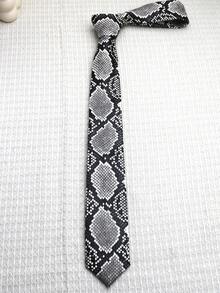 1pc Unisex PU Snake Skin Pattern Necktie, Suitable For Personalized, Street, Party, Gift - Multicolor - View 2