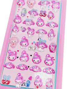 Cartoon Kawaii Melody Anime Stickers, Cute 3D DIY Handmade Phone Decoration, Kids Arts And Crafts Stickers Decals, Random Color Style