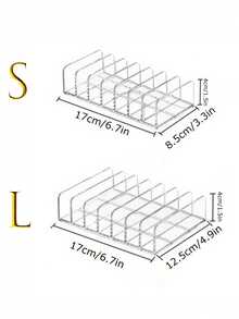 眼影盘化妆品收纳盒 亚克力化妆品收纳盒 7格分隔梳妆台收纳架 抽屉和浴室现代化妆品收纳架 - 無色 - 查看 3