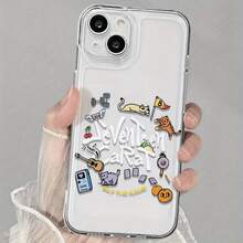 Funda para teléfono: Diseño creativo de gato y guitarra con temática espacial, compatible con iPhone 11, 12, 13, 14, 15, 16, 17 Pro Max, 15 Pro, 14 Plus, 11 Pro  Max.Cubierta protectora de cortina de plumas plateadas de alta transparencia, el regalo perfecto para diversas festividades o - Color mezclado 1-1146 - Ver 3
