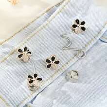 1/2/4对装花朵扣腰带，可拆卸腰夹，腰带配件，裤夹腰部收紧器 - 彩色 - 查看 8