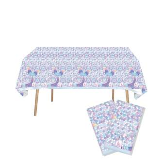 1pc Mermaid Birthday Party Tablecloth Decor, Purple Scales Underwater World Drift Bottle Party Theme Birthday Party Disposable Plastic Tablecloth, 86.6*51.2 Inches