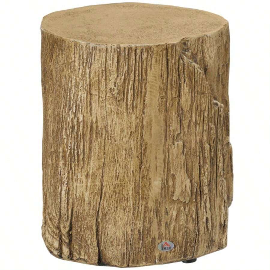HOMCOM Tree Stump Side Table, With 4 Adjustable Feet, Waterproof, 37 X 37 X 43 Cm, For Living Room And Bedroom. - Mustard Yellow - View 1