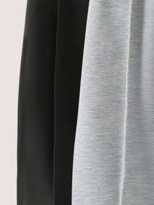 2pcs/Set Girls Straight Leg Sweatpants, Casual Loose Fit Solid Color Trousers, Black & Gray, Spring/Autumn