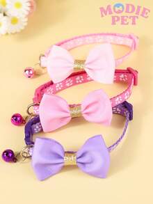 1/3 chiếc nơ đính kim sa thời trang và vòng cổ có chuông in hình dấu chân dễ thương, phụ kiện trang trí nhỏ xinh cho thú cưng, mang lại niềm vui cho mèo và chó. - Nhiều màu - Xem 11