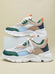 多功能老爹鞋，厚底透气休闲鞋，男士独特魅力运动鞋，系带，耐穿，低帮，坡跟跑步鞋，适合校园、派对、聚会等场合（建议脚宽者选择大一码）