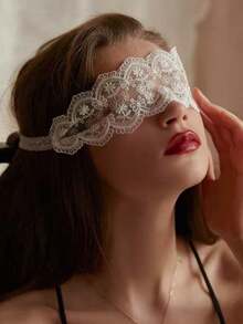 1pc Black Lace Veil Mask, Hollow Out Eye Mask, Cute Lace Face Mask For Halloween, Christmas, Thanksgiving Party, Masquerade - Multicolor - View 6