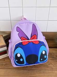 Stitch Printed Aesthetic Backpack - Multifunctional Lightweight Everyday Bag, Suitable For Commuting, Travel Or Casual Outings, Also A Great Back-To-School Essential And Gift Choice - Fabric Daily Backpack With Multiple Pockets For Organizing Books, Electronics And Personal Items - Multicolor - View 13