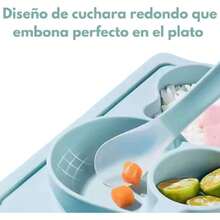 Plato Antideslizante para Bebés y Niños incluye Cuchara, Silicón de Alto Grado Alimenticio, Libre de BPA Fácil de Limpiar, Ultrarresistente, Evita Derrames y Accidentes con Base Antiderrapante,36982555 - Rosa - Ver 2