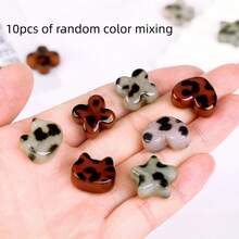 5/10颗塑料/树脂材质的波点、豹纹、花朵、心形珠子，适合DIY珠宝、手链/项链、手机挂绳等工艺品制作。