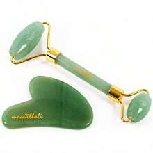 Kit de Rodillo de Jade y Gua Sha Masajeador Facial y Corporal Jade Roller VERDE - como en la foto - Ver 2