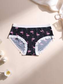 6pcs/Pack Sexy Flamingo Print Seamless Briefs For Women, Low Waist Soft & Breathable, Suitable For Yoga, Sports And Daily Wear - Multicolor - View 4