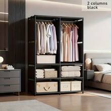1件极简衣柜，16毫米金属管加固连接件，3根挂杆，大容量，便携式衣柜，易于组装/拆卸，衣物收纳系统